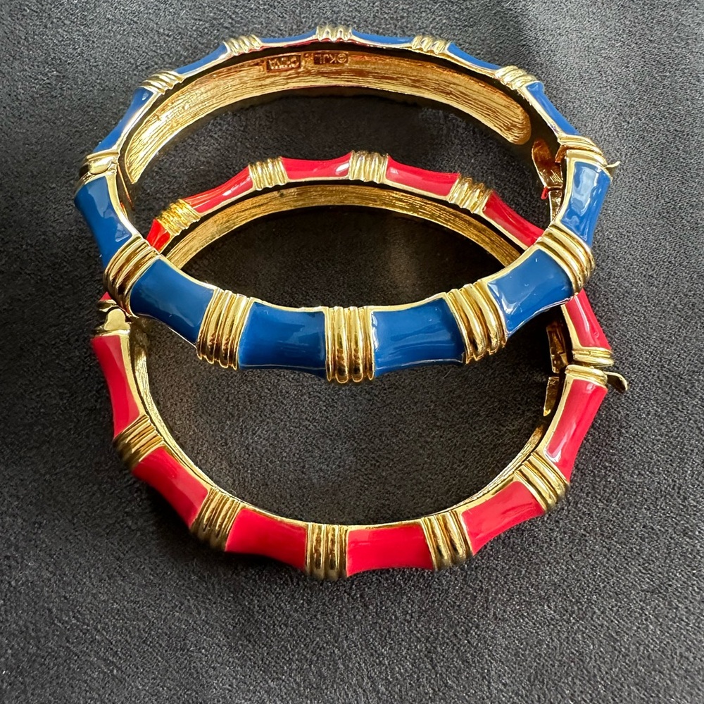 Kenneth Jay Lane - 2 Gold/Enamel Bangles
